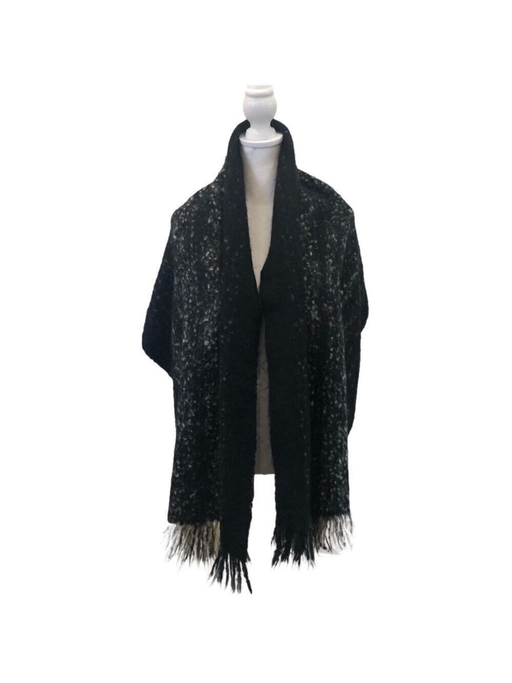 Jacques d’Albry mohair blend scarf wrap. 22”x64” with 3” fringe.